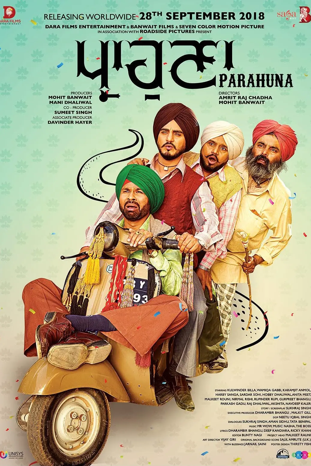 Poster for the Punjabi film Parahuna (2018)