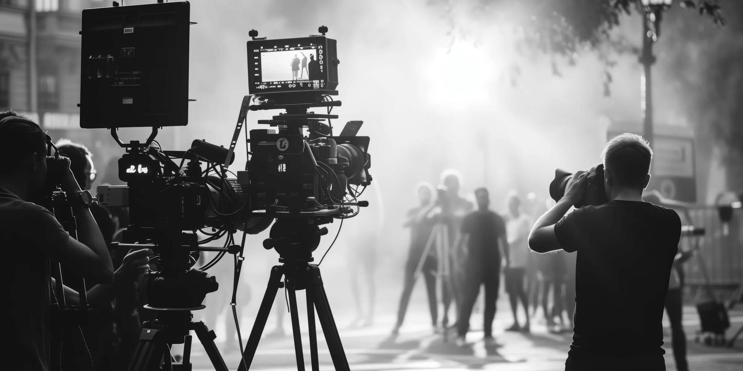 Camera crew filming on location